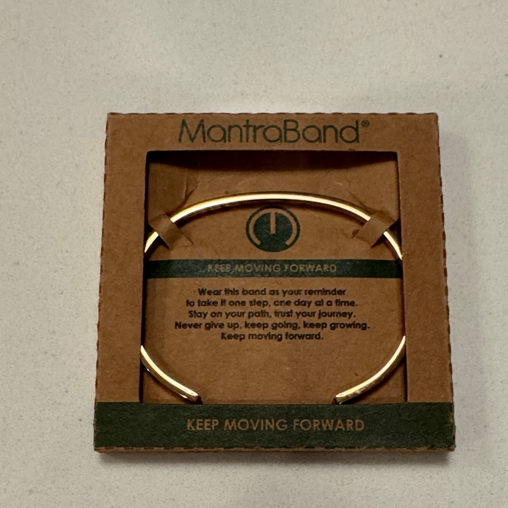 MantraBand Gold Keep Moving Forward Thin Cuff Bracelet